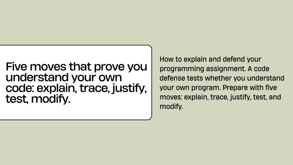 Explain and Defend Your Programming Assignment